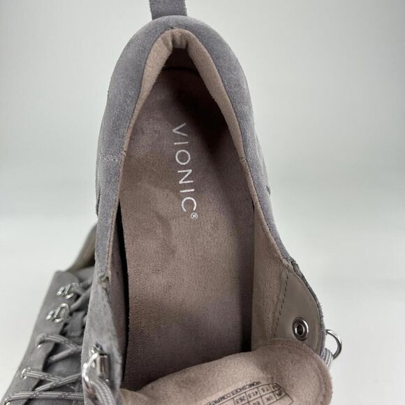 Vionic Ballari Gray Suede Oxfords Shoes US 9.5 Womens Lace-Up Combat Shoe - Picture 8 of 10